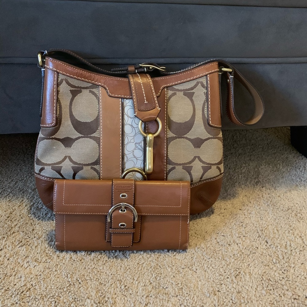 Gently used Coach shoulder bag and wallet